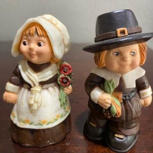 Vintage, 1980’s, Hallmark Thanksgiving Pilgrims Salt and Pepper Shaker Set